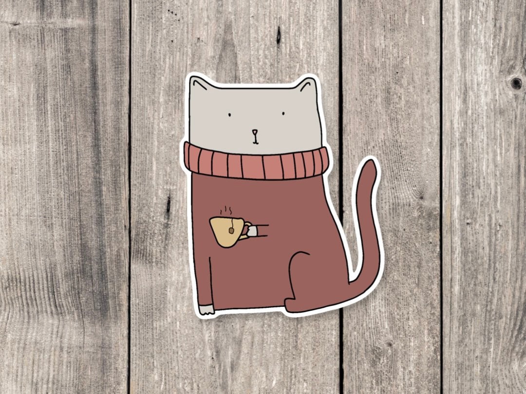 Funny cat sticker, cutr cat, cat lover gift, Christmas cat sticker, happy holidays, festive cat, cat owner gift, water bottle sticker