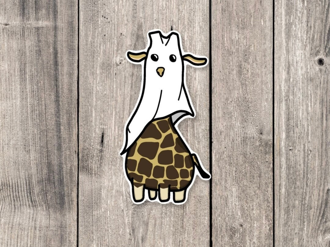 Halloween giraffe sticker, Halloween stickers, animal stickers, ghost animals, laptop decals, cute spooky stickers, cute giraffe