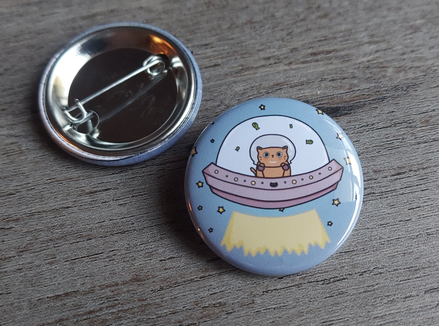 Space cat pinback button, backpack buttons, cute cat gifts, funny pins