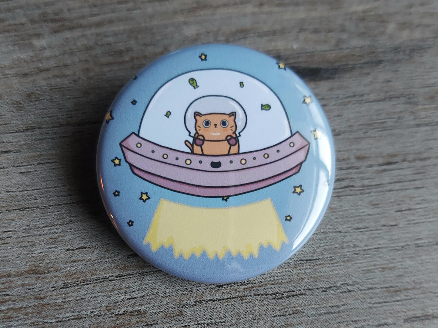 Space cat pinback button, backpack buttons, cute cat gifts, funny pins