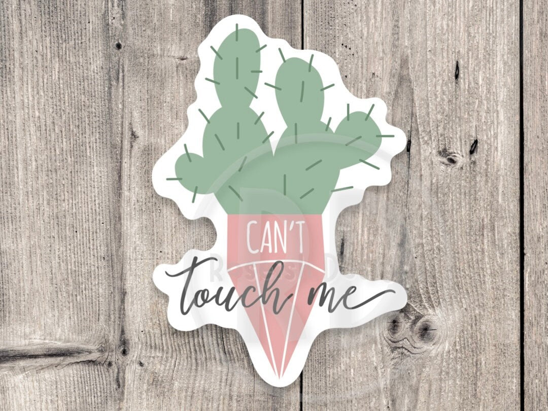 Cactus sticker, can’t touch me, water bottle sticker, laptop, plant sticker, plant mom, plant dad gift, gardening