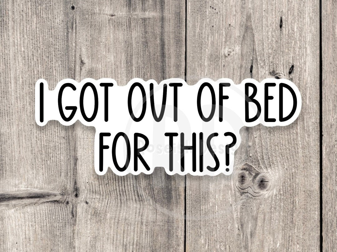 I got out of bed for this? sticker, sassy sticker, funny quotes, sarcastic water bottle sticker