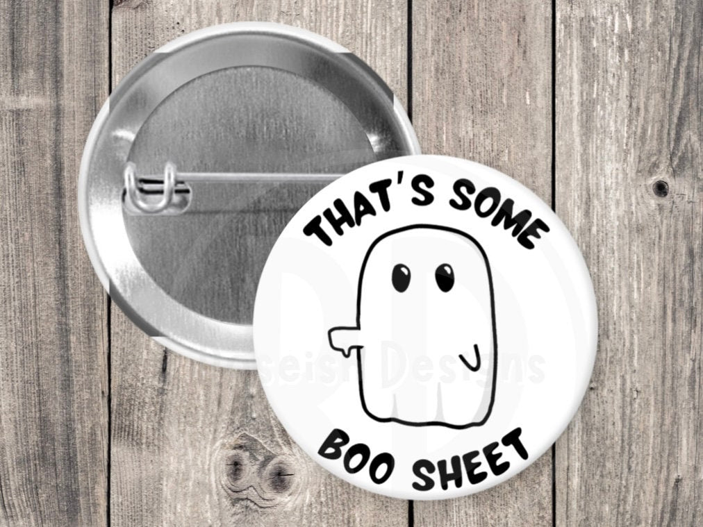 Funny Ghost Pin - Cute Halloween Pinback Button Spooky Punny Design