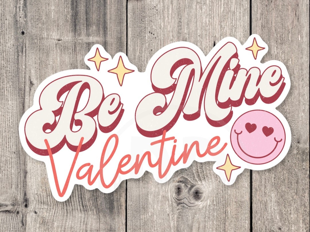 Be mine valentine sticker, retro Valentine’s Day water bottle sticker, Valentine’s Gift, groovy stickers, love quotes, coffee lover
