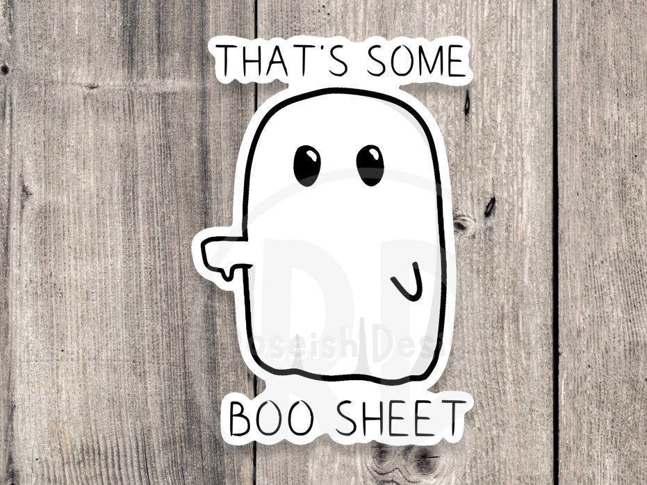 Funny Ghost sticker, Halloween stickers, spooky season, boo sheet, funny Halloween quotes, cute ghost, punny stickers, water bottle stickers
