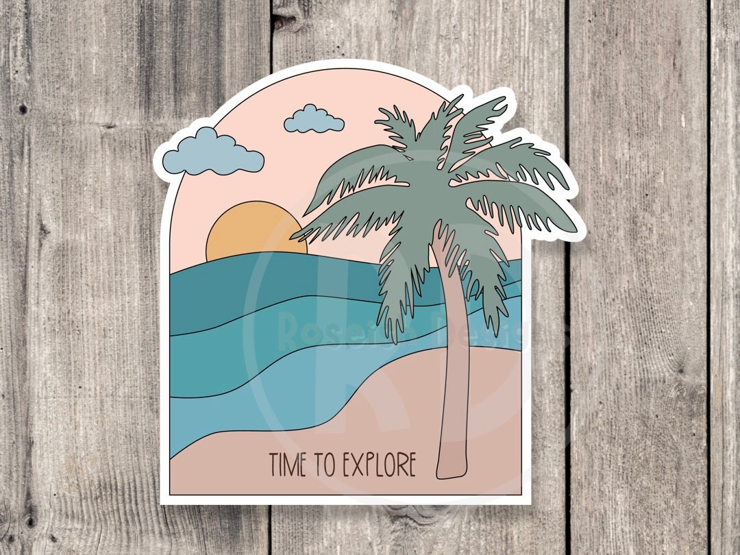 Adventure sticker, time to explore, outdoorsy gifts, hiking stickers, camping life, travel stickers, water bottle stickers