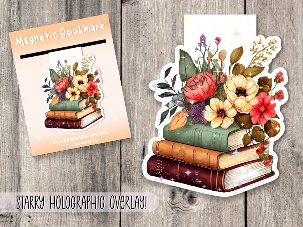 Floral books magnetic bookmark, book lover gift, reading, bookish, cute bookmark magnet, book accessories