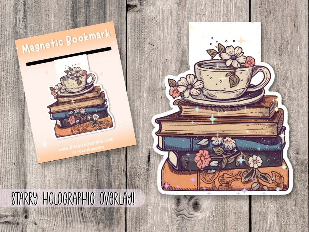Floral books magnetic bookmark, book lover gift, reading, bookish, cute bookmark magnet, book accessories