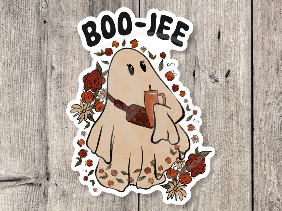 Funny ghost sticker, Boo-Jee, spooky vibes, Halloween stickers, cute ghost, retro stickers, water bottle stickers, Halloween lover, funny