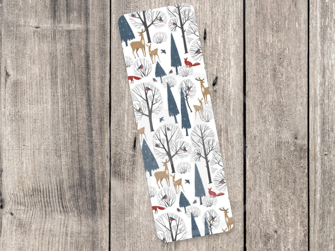 Cute Christmas bookmark, christmas trees, book lover gift, reading, bookish, winter bookmarks, cute winter animals