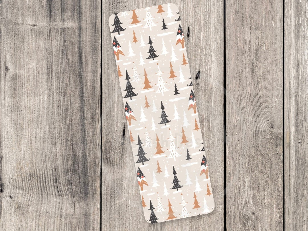 Cute Christmas bookmark, christmas trees, book lover gift, reading,neutral, winter bookmarks, bookworm