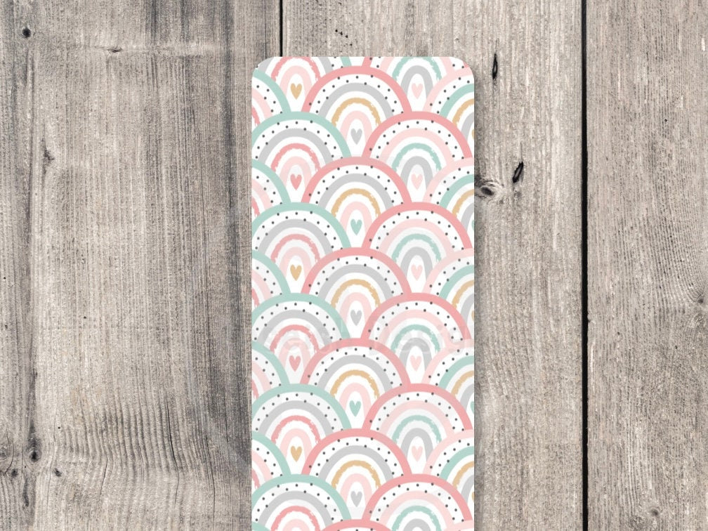 Pastel Rainbow Bookmark set, Rainbows and Hearts, Book lover gift, Bookish, Cute bookmarks, Laminated, Double-sided Bookmark