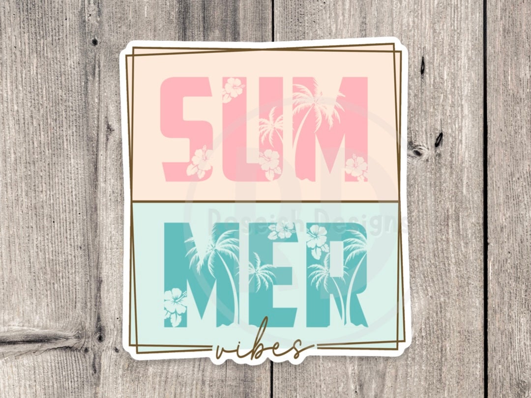 Beach lover water bottle sticker, vintage summer laptop sticker, surfer gift, travel, beachy, summertime quotes, summer vibes, pastel