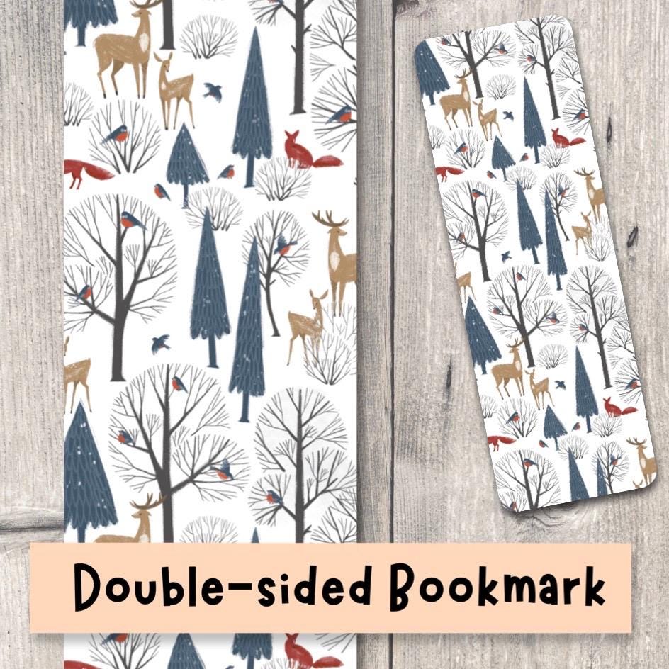 Cute Christmas bookmark, christmas trees, book lover gift, reading, bookish, winter bookmarks, cute winter animals