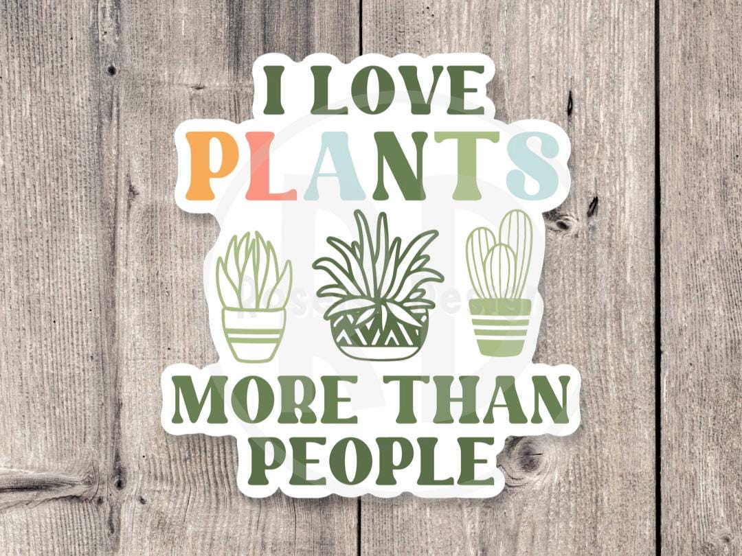 I love plants more than people, funny plant sticker, plant lover gift, antisocial water bottle sticker, gardening, cute houseplant