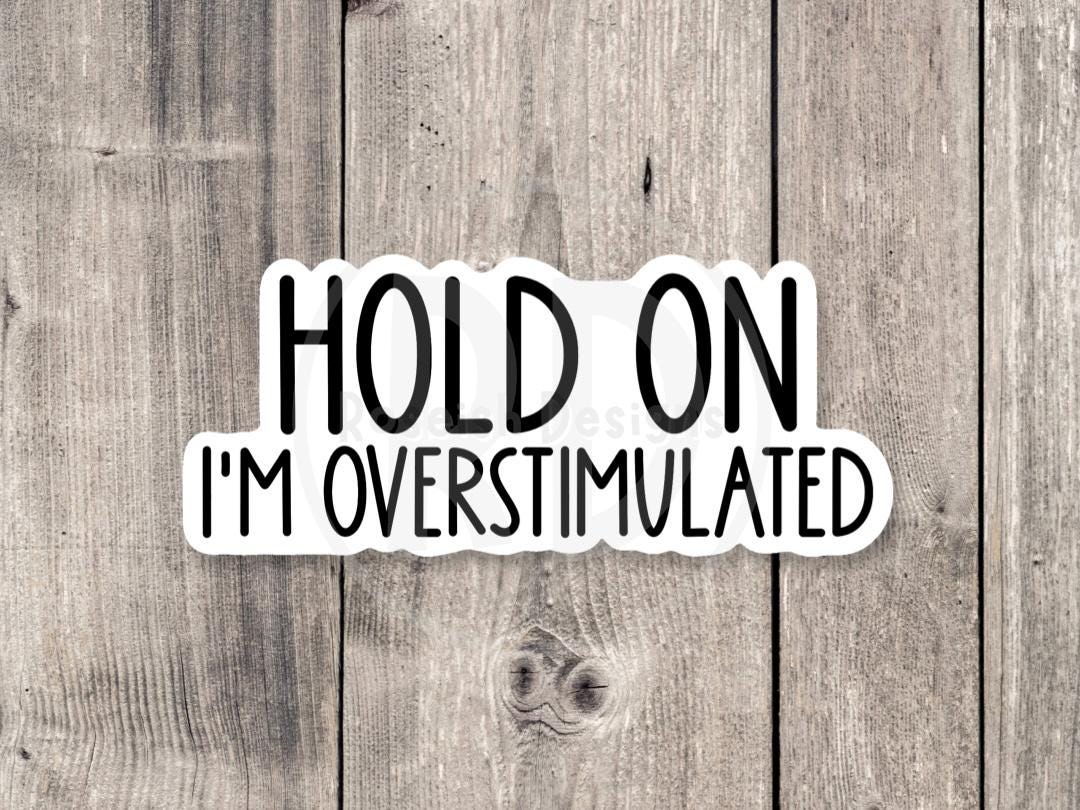Hold on I’m overstimulated, anxiety Sticker, overthinking, funny mental health sticker, funny quotes, water bottle sticker, neurodivergent