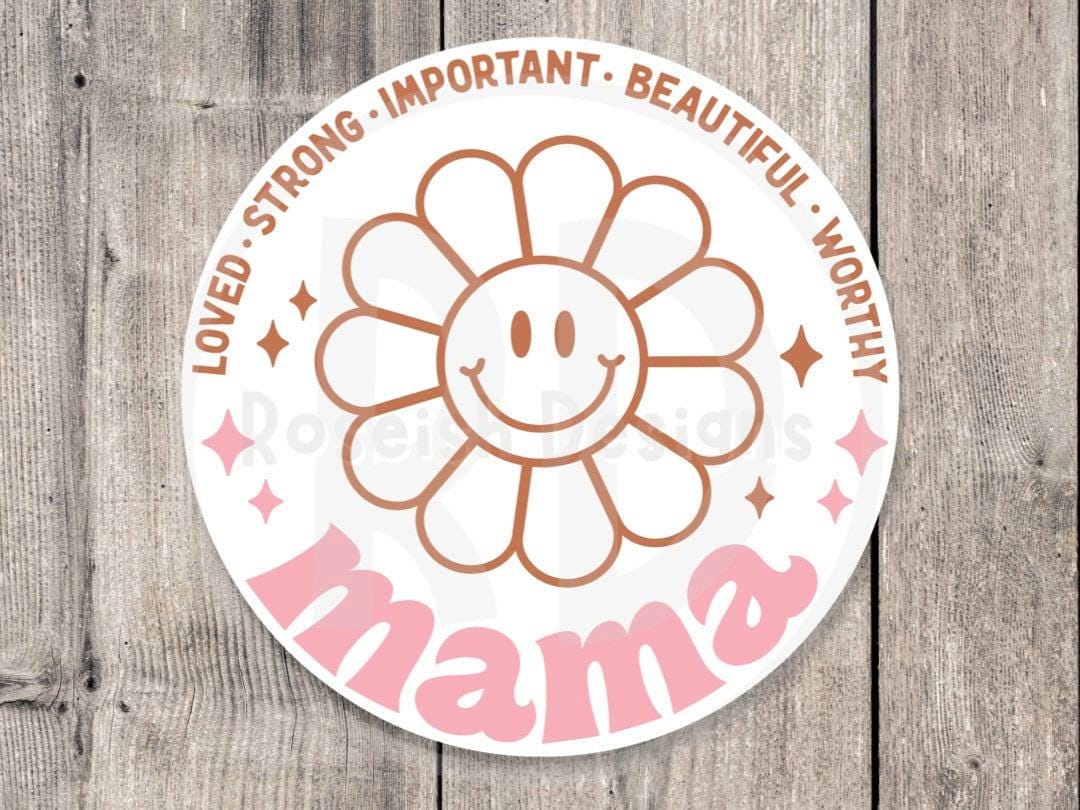 Cute mama sticker, funny Mother’s day gift, water bottle sticker for moms, mental health, retro laptop sticker