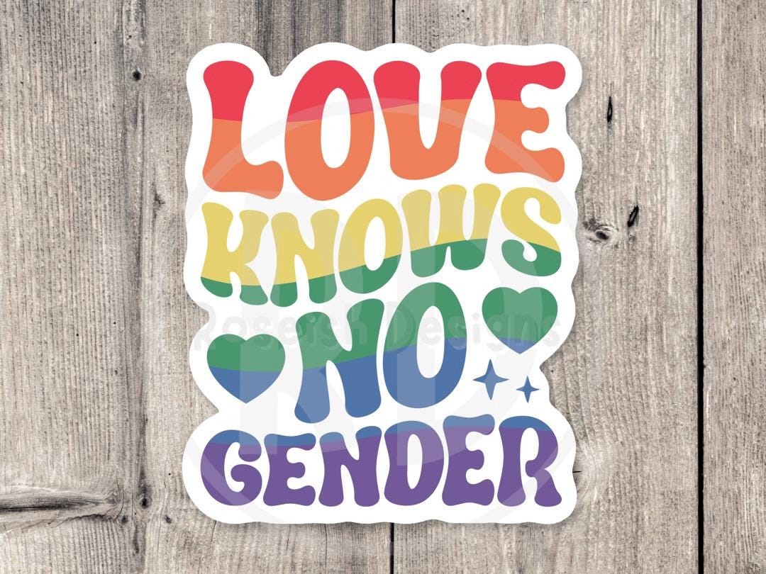 Pride sticker, LGBTQ+ support, pride flag, rainbow, all for love, love for all water bottle sticker, laptop sticker, love knows no gender