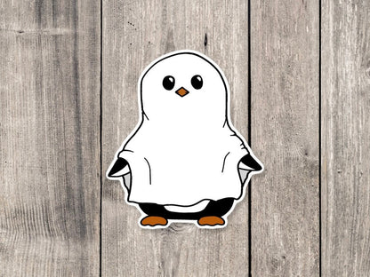 Halloween penguin sticker, Halloween stickers, funny animal stickers, ghost animals, for water bottle, cute spooky stickers, cute penguin