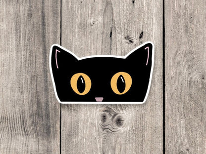 Black cat sticker, cat vinyl stickers, halloween sticker, Halloween decor, cat sticker for water bottle, cute kitty, stickers for kids