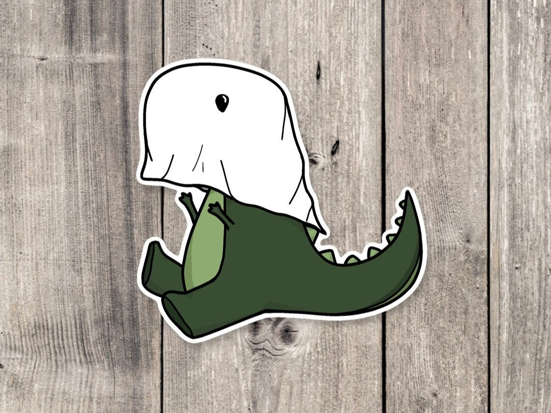 Halloween Dinosaur sticker, Halloween stickers, funny animal stickers, ghost animals, for water bottle, cute spooky stickers, cute T-Rex