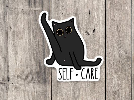 Funny Cat Sticker - Self Care - Vinyl Sticker