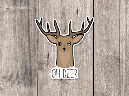 Funny deer sticker, funny animal sticker, deer gifts, animal lover gifts, punny, dad joke, water bottle sticker