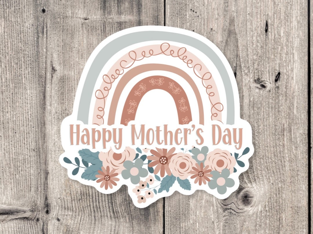 Best mom sticker, Mother’s Day gift, happy Mother’s Day, boho floral rainbow sticker, water bottle sticker, aesthetic, gifts for mom