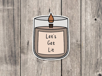 Let's Get Lit Funny Fall Candle - Vinyl Sticker
