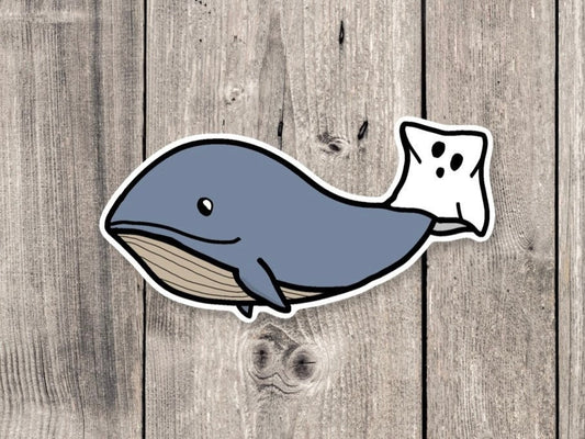 Halloween whale sticker, Halloween stickers, funny animal stickers, ghost animals, for water bottles, cute spooky stickers, cute whale