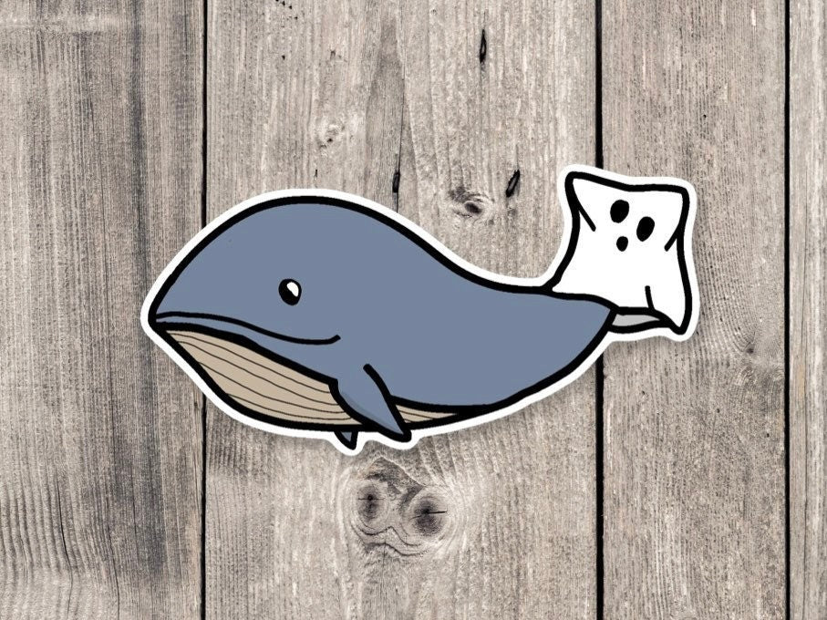 Halloween whale sticker, Halloween stickers, funny animal stickers, ghost animals, for water bottles, cute spooky stickers, cute whale