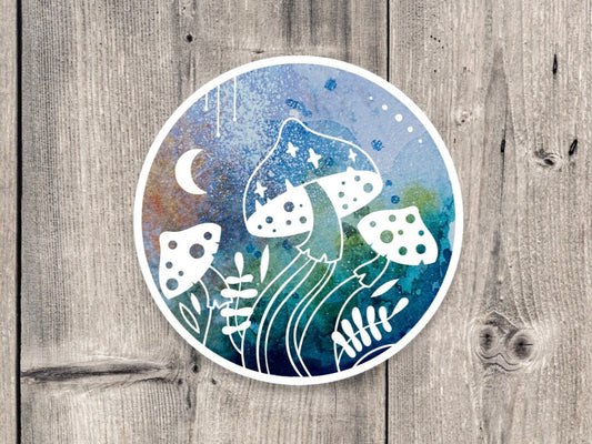 Mushrooms sticker, celestial, witchy stickers, moon and stars, spiritual gifts, nature stickers