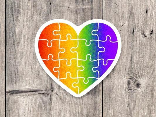 Autism sticker, neurodiversity, puzzle piece sticker, water bottle sticker, autism awareness, rainbow