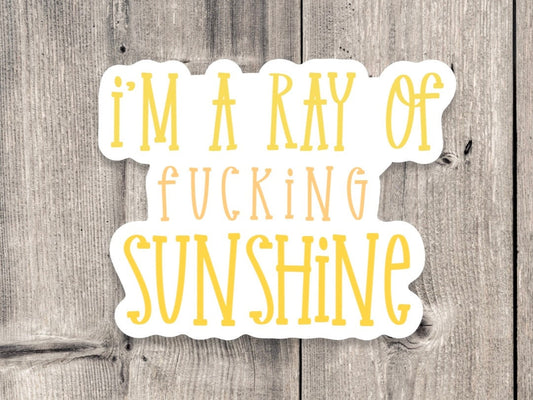 I’m a ray of fucking sunshine sticker, Sarcasm sticker, funny quote stickers, funny sayings, water bottle sticker, laptop, adult sticker