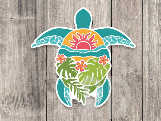 Sea turtle sticker, animal stickers, ocean theme gifts, summertime, beachy stickers for waterbottle