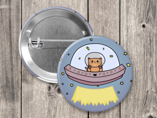 Space cat pinback button, backpack buttons, cute cat gifts, funny pins