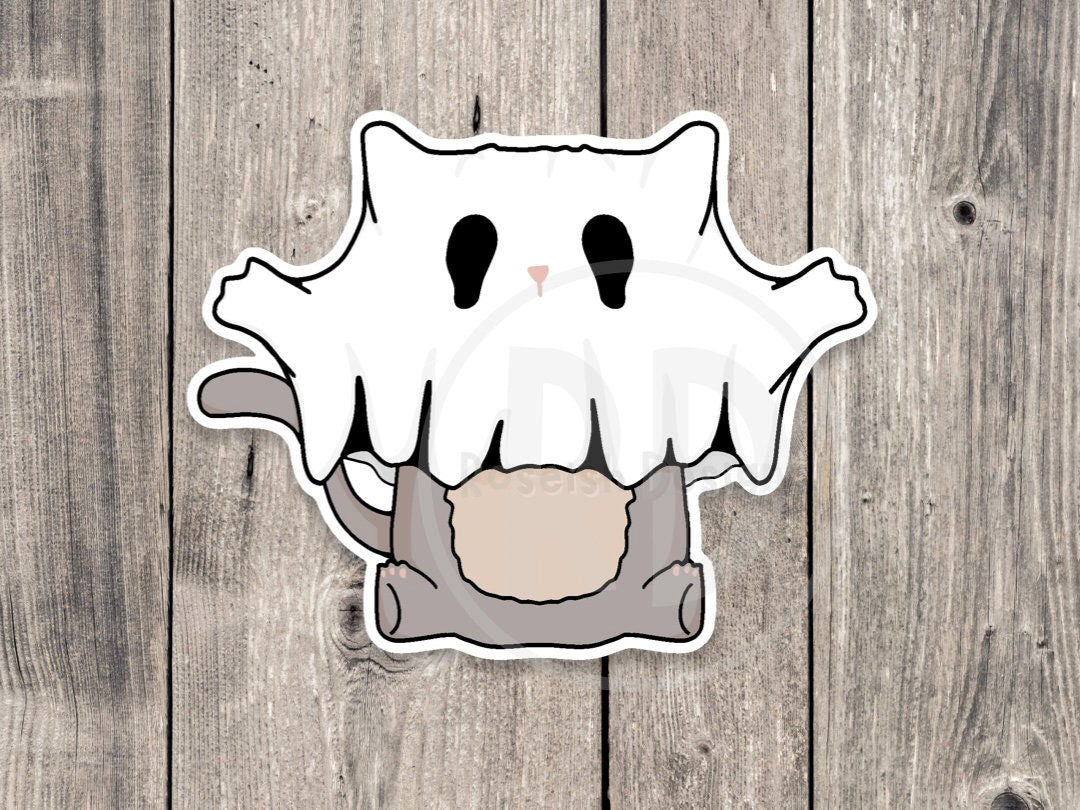 Ghost cat sticker, spooky cat, Halloween stickers, spooky vibes, cute cat sticker, water bottle sticker, laptop sticker, cat lover gift
