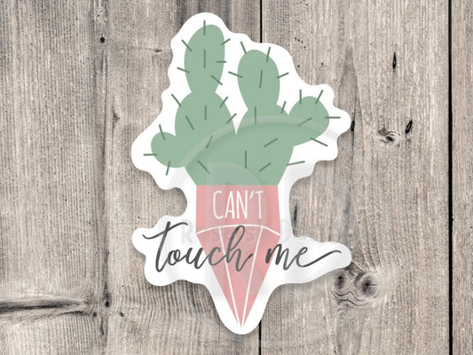 Cactus sticker, can’t touch me, water bottle sticker, laptop, plant sticker, plant mom, plant dad gift, gardening