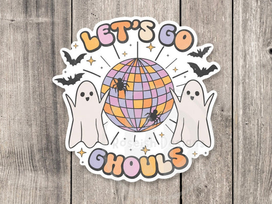 Let’s go ghouls sticker, spooky vibes, Halloween stickers, cute ghost, retro stickers, water bottle stickers, Halloween lover