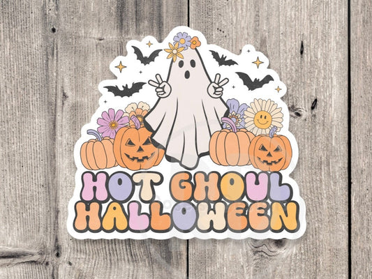 Hot ghoul Halloween sticker, spooky vibes, Halloween stickers, cute ghost, retro stickers, water bottle stickers, Halloween lover