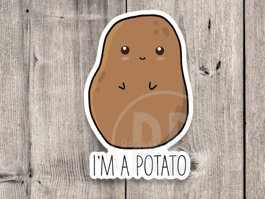 I’m a potato sticker, cute potato, funny quotes, water bottle sticker, kawaii, adorable sticker, potato lover