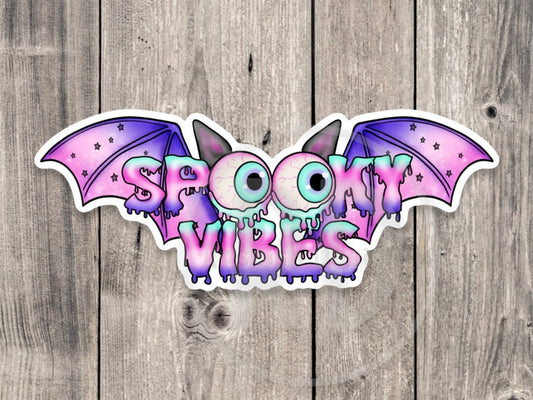 Spooky vibes sticker, spooky season, Halloween stickers, spooky bats, water bottle sticker, Halloween lover gift, laptop sticker