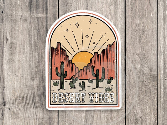 Desert sticker, desert vibes, adventure stickers, outdoorsy gifts, hiking stickers, camping life, travel stickers, water bottle stickers