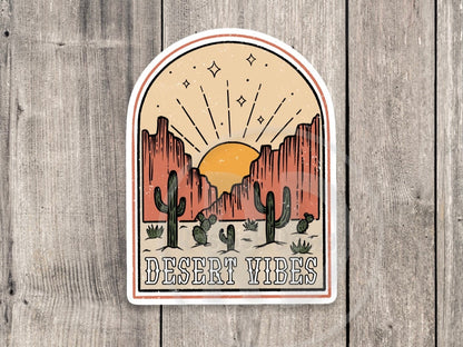 Desert sticker, desert vibes, adventure stickers, outdoorsy gifts, hiking stickers, camping life, travel stickers, water bottle stickers