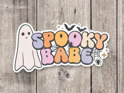 Spooky babe sticker, Halloween stickers, spooky vibes, retro stickers, water bottle stickers, Halloween lover, fall season, laptop sticker