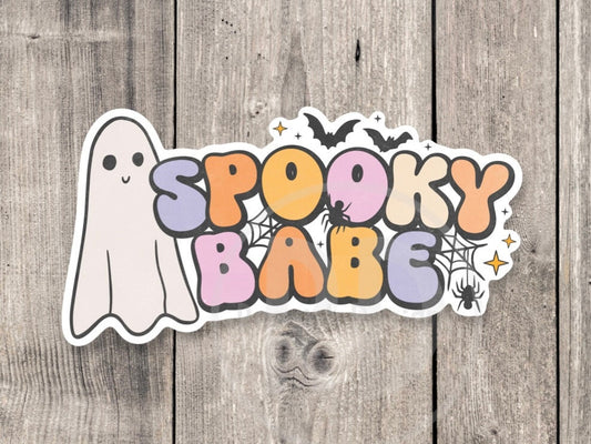 Spooky babe sticker, Halloween stickers, spooky vibes, retro stickers, water bottle stickers, Halloween lover, fall season, laptop sticker
