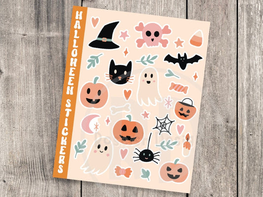 Halloween sticker sheet, cute fall planner stickers, spooky season, sticker sheets for kids, journal, pumpkin, Halloween lovers