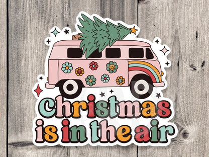 Christmas is in the air sticker, cute Christmas stickers for water bottle, stocking stuffer, Christmas quotes