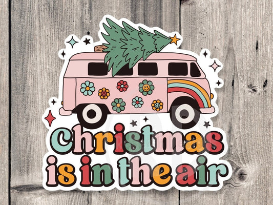 Christmas is in the air sticker, cute Christmas stickers for water bottle, stocking stuffer, Christmas quotes