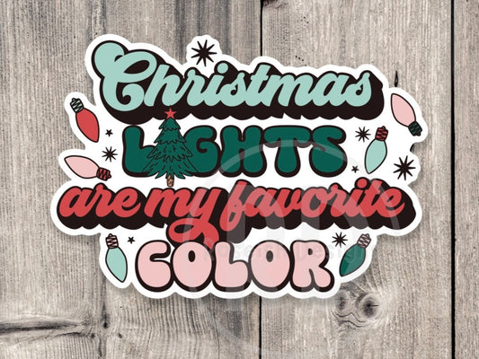 Christmas lights are my favorite color sticker, cute Christmas stickers for water bottle, stocking stuffer, Christmas quotes